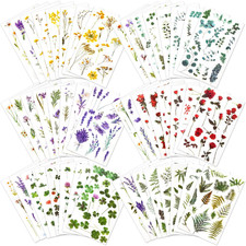 722 Pieces Pressed Flower Stickers for Crafts Assorted 722 Pieces,48 Sheets Fl