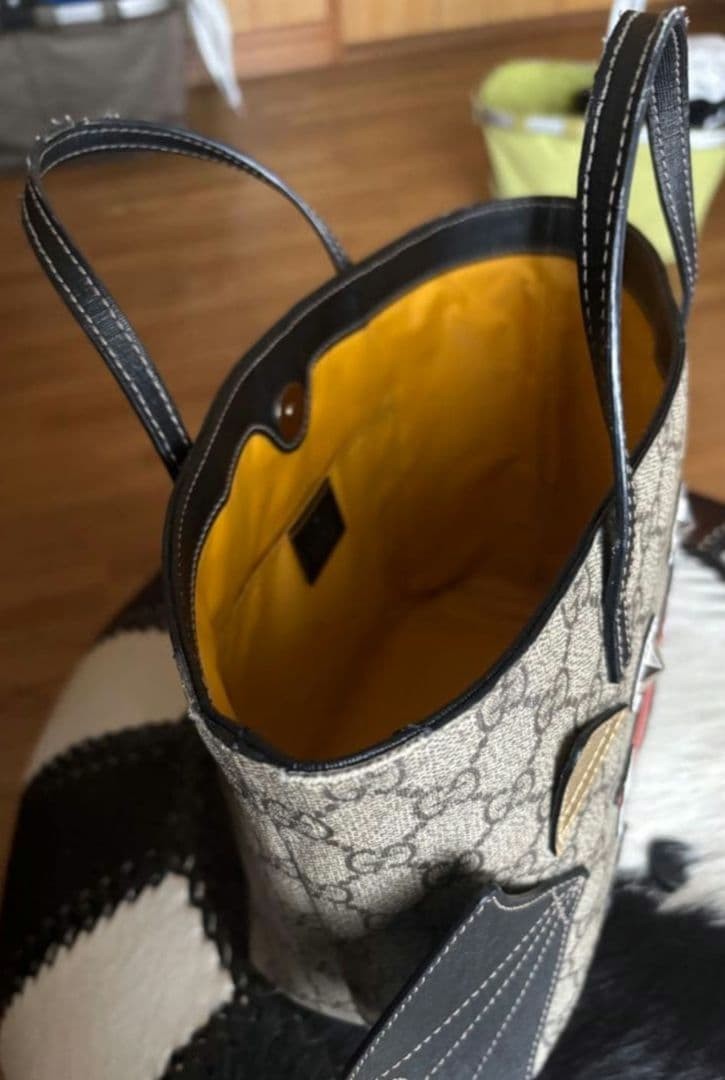 GUCCI Kids Bat Tote Bag Black GG Canvas Leather Handle Authentic thumbnail 7