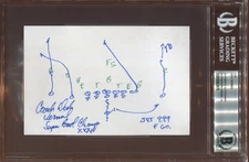 Dick Vermeil Rams Hand Drawn Sketch Play 4x6 Index Card Beckett Autograph BAS 10