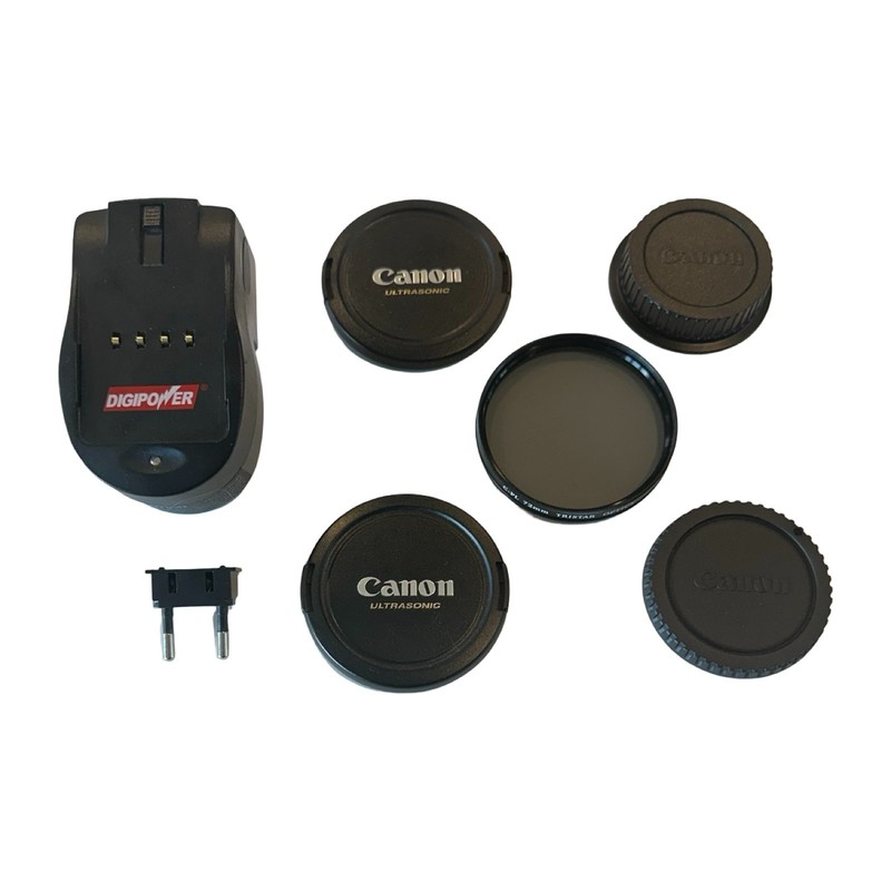Lot CANON 72mm E-72U Lens Caps C-PL Filter+DigiPower TC-500 World Travel Charger
