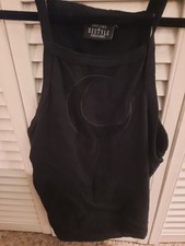 Restyle Womens Black Goth Crescent Moon Cropped Tank Top