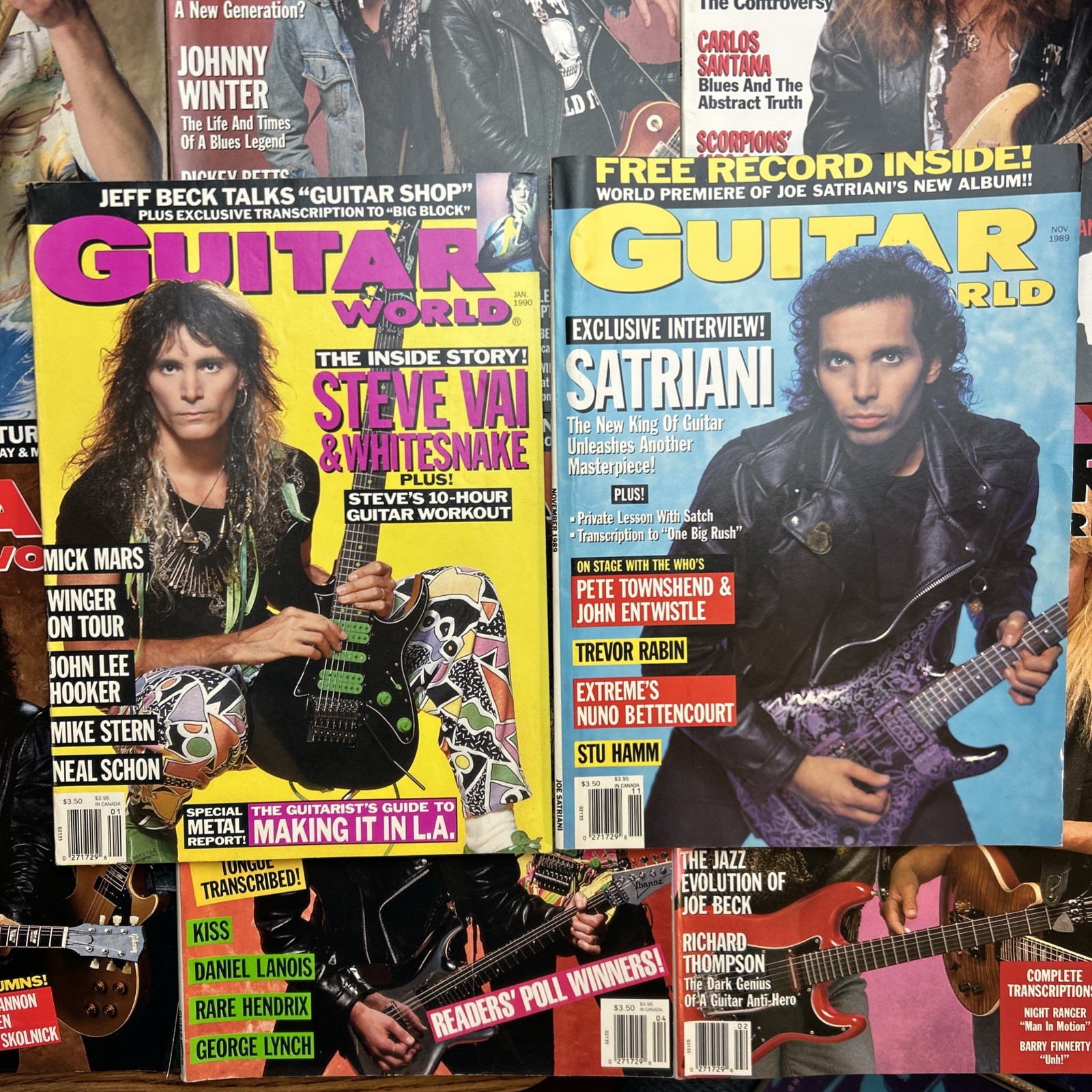 Lot 8 Guitar World Magazines 1980s Satriani Vai Van Halen Metal Rock Guitarists! thumbnail 3