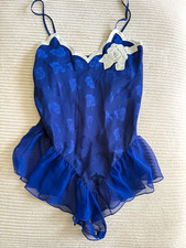 Vintage 1990s Gold Label Victoria Secrets Floral Satin Teddy Romper Size L