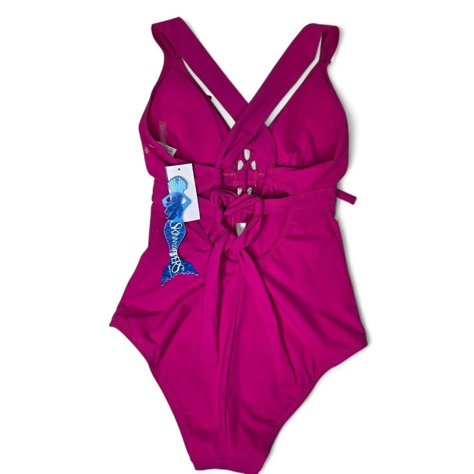 Nuevo con etiquetas Traje de baño de una pieza Miraclesuit Skinnydippers Jelly Beans Melocotón boina rosa S Foto 2 de 4