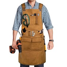 Woodworking Apron for Men, Shop Apron 20 oz Canvas Work Apron with 9 Tool Khaki