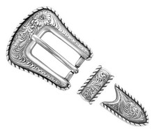 Western Rope Edge loral Engraved Belt Buckle Set Fits 3/4" 19mm Belt