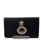 BVLGARI Key Case Leather BLK Men's