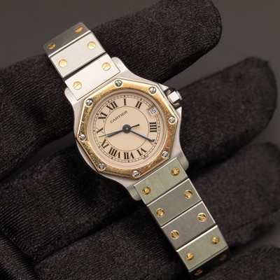 Cartier Santos レディース 時計 CARTIER - Cartier Santos 100 XL White Natural Diamonds Pink