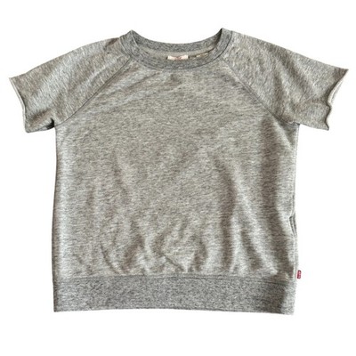 Levis XS Gray Short Sleeve Raglan Raw Hem Womens Sweatshirt