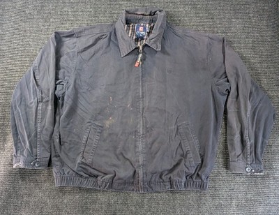Vintage Chaps Workwear Jacket Mens XL Gray Plaid Lined Retro Utility Full Zip