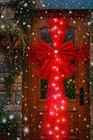 Red Door Bow Silver LED Lights Large Mesh Luxury Holiday Decoration Christmas UK