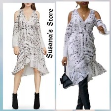 NWT BCBG MAXAZRIARIA SIZE S Leeam Cold-Shoulder Wrap Dress MSRP 298.00