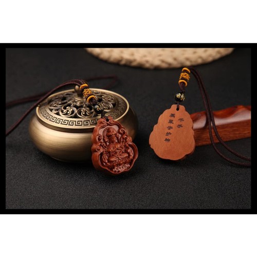 1pc Mahogany Year of The Amulet Necklace Manjusri Sage Pendant for Safety - Picture 3 of 10