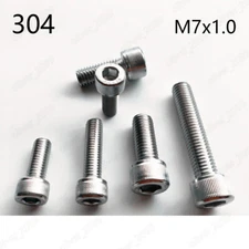 M7 304 Stainless Steel Allen Screw Hex Socket Bolt Cap Head Screws Pitch 1.0