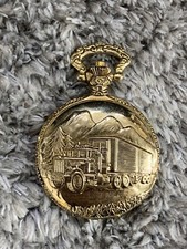 Details Gold Men's Truck Big Rig Men's Driver Quartz Pocket Watch Works