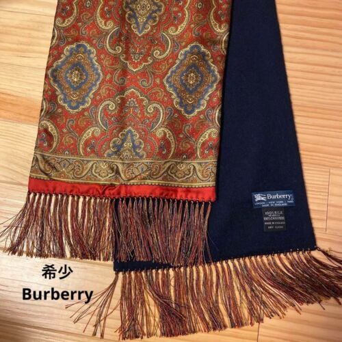 Burberry Muffler Front 100% Silk Back Cashmere - Picture 1 of 24