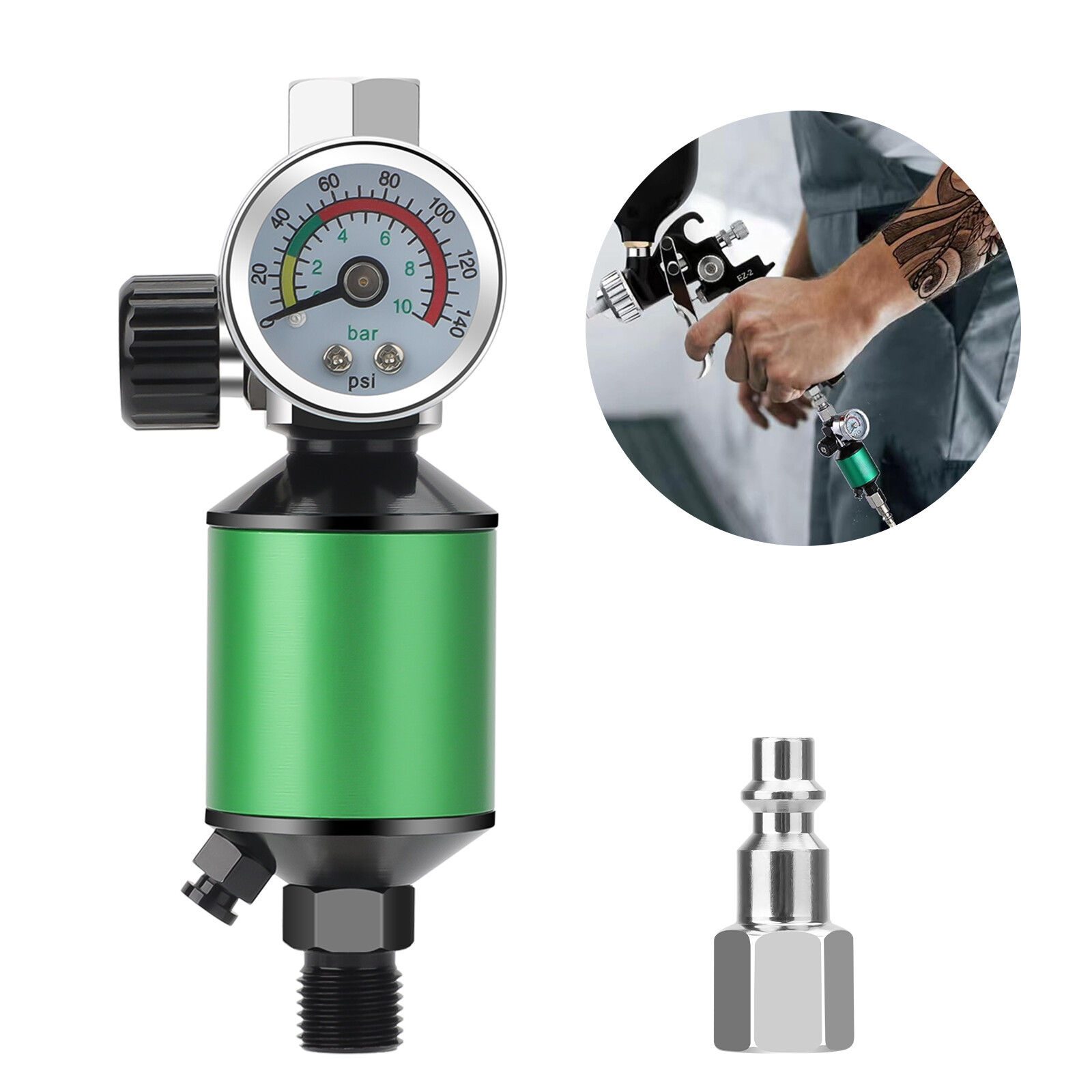 150PSI Gauge Oil-Water Separator 1/4" NPT Compressed Air Fil