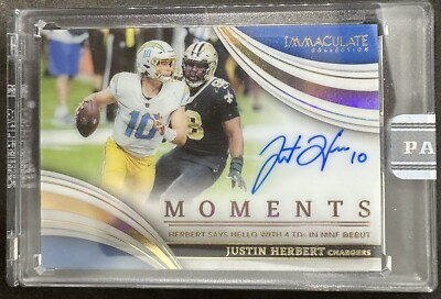 JUSTIN HERBERT 2022 IMMACULATE MOMENTS WHITE BOX 1/1 (1 OF 1) ON CARD AUTO