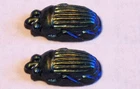 RARE PAIR of ca: 1910 GOLD IRIDESCENT TIFFANY COBALT FAVRILE ART GLASS SCARABS