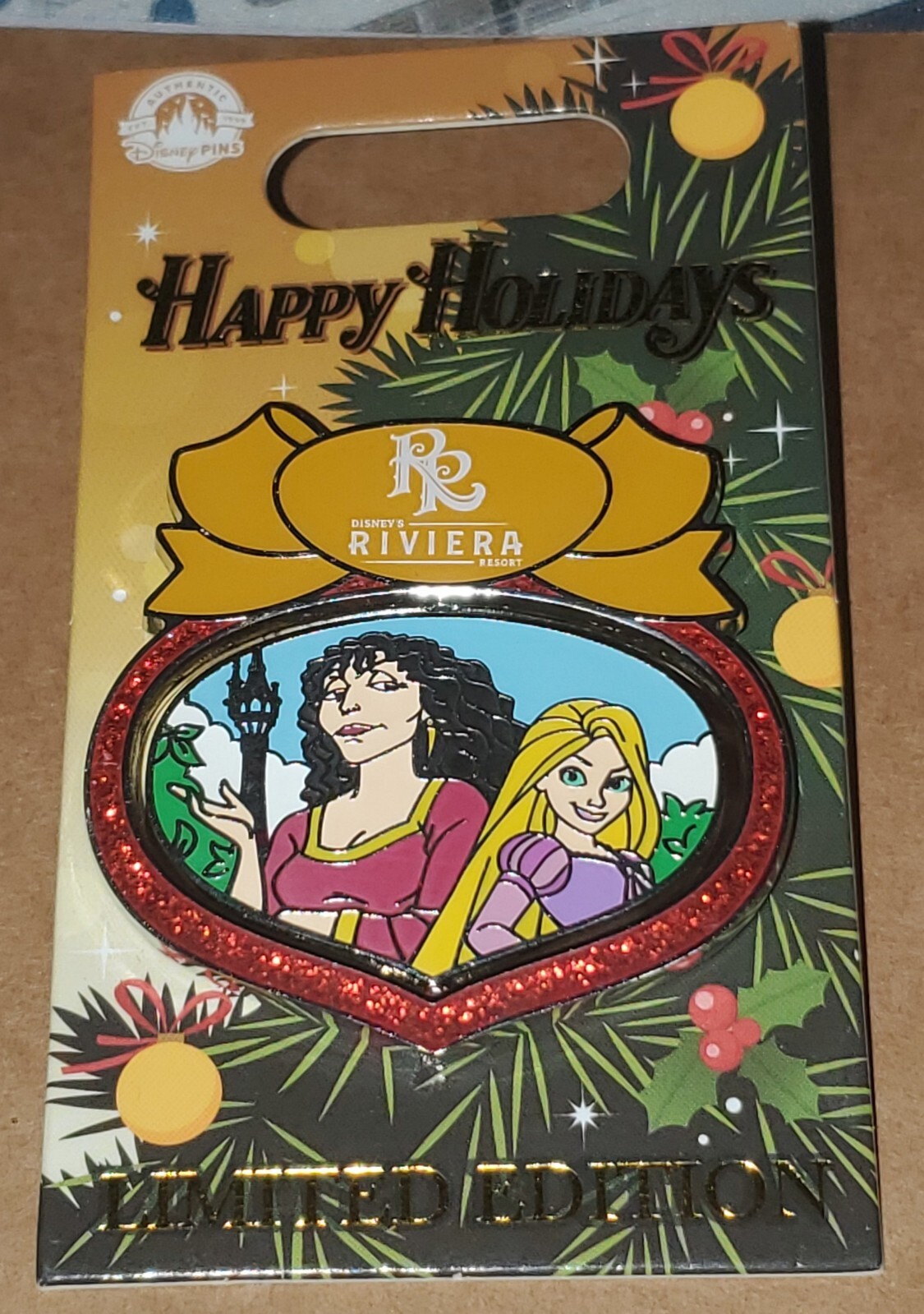 Disney Pin Rapunzel Gothel 2022 Happy Holidays RIVIERA Spinner FREE SHIP NEW