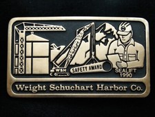 PD15144 NOS VINTAGE 1990  WRIGHT SCHUCHART HARBOR CO.  SOLID BRASS BUCKLE
