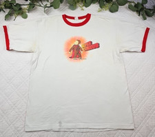 VTG Mens Curious George Super Curious White Ringer Tee Size XL Made in USA