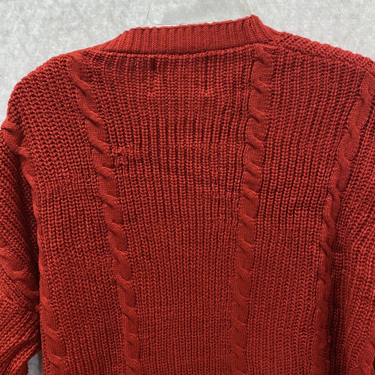 Mens Chunky Red Mens Cable Cardigan Sweater HEYJAYCECLUB