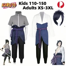 NARUT Ninja Uchiha Sasuke Cosplay Costume Wig Kimono Kids Adults Halloween AU