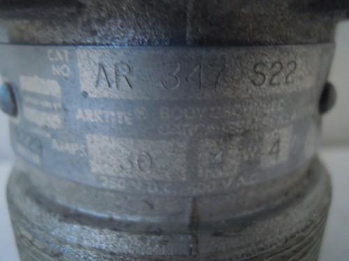 CROUSE-HINDS AR-347 S22 M72 RECEPTACLE CONNECTOR 4-POLE 30AMPS 4-WIRE ARKTITE - Imagen 4 de 4
