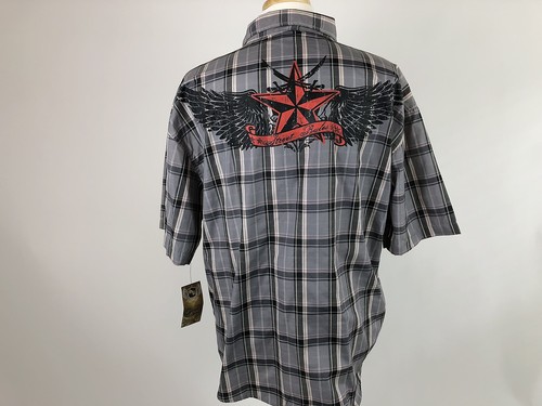 Street Rules 2XL Multicolor Plaid Short Sleeve Button-Up Men's Shirt - Picture 4 of 10