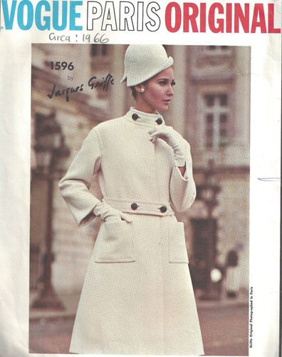 Patron Vogue Couture 1966 Par Jacques Griffe - Manteau Et Robe Motif B34 - Vintage Neuf