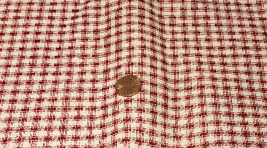 Plaid Fabric 3 Yards Marcus Bros Textiles Red Beige Check Christmas Holiday - Image 2 of 4