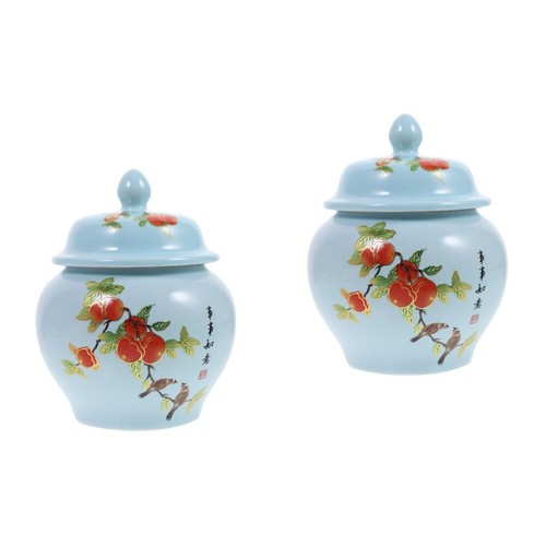 2pcs Ceramic Tea Canister Airtight Vintage Chinese Style Tea Storage