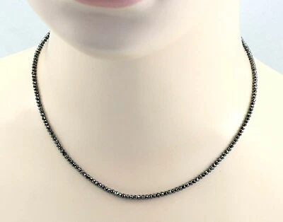 Diamant Edelstein-Kette schwarze Diamanten facettiert  43 cm lang - Bild 1 von 2