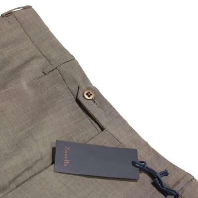 Zanella NWT Dress Pants Size 38 US Parker In Grayish Beige Melange 100% Wool
