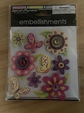 Scrapbooking Dimensional Stickers Embellishments Butterflies Flowers 9 Pieces