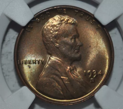 1934-D Lincoln Wheat Cent NGC MS65 RB