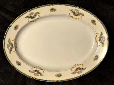 Noritake Romance 16 Inch Oval Platter Gold Trim & Flowers 76835 JAPAN