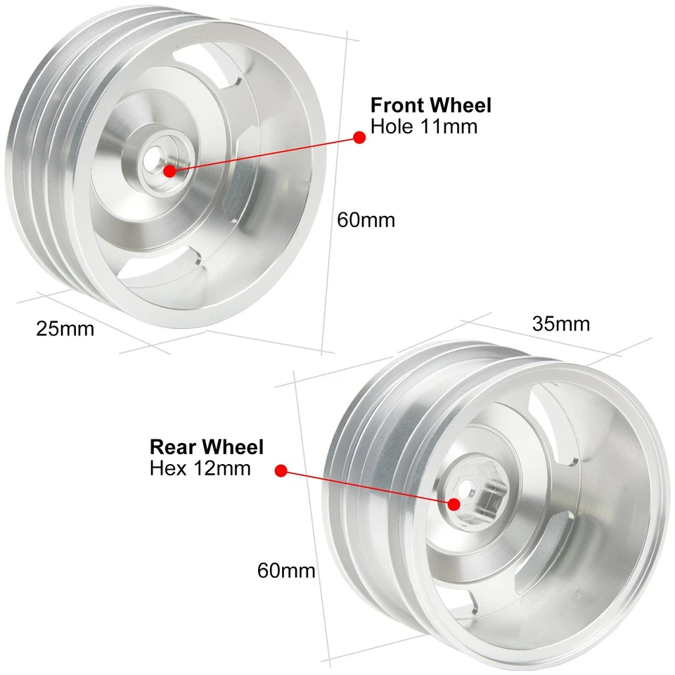 RC Car Aluminum Wheels Hub Rims for Tamiya DT-02 DT-03 Chassis Buggy Car Upgrade - Image 4 of 4