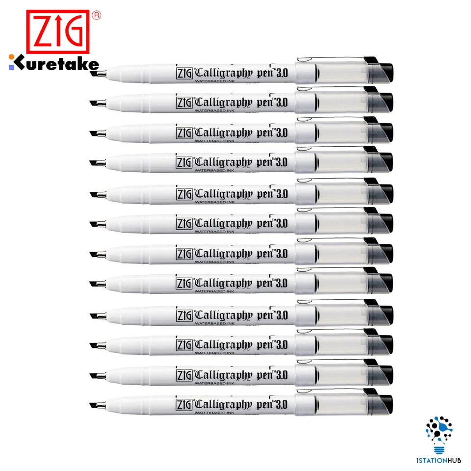 12pcs Zig Kuretake Calligraphy Pen Oblique Tip Arabic Khat Hand Lettering Pens - Image 4 of 4