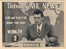 1958 WJBK DETROIT TV NEWS AD / JAC LaGOFF / DETROIT'S MR. NEWS