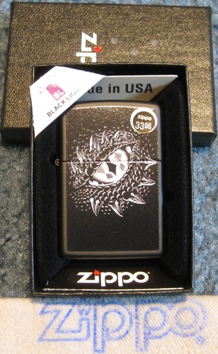 ZIPPO DRAGON EYE DESIGN Lighter BLACK LIGHT 48608 MONOCHROME Sealed MINT New - Picture 2 of 4