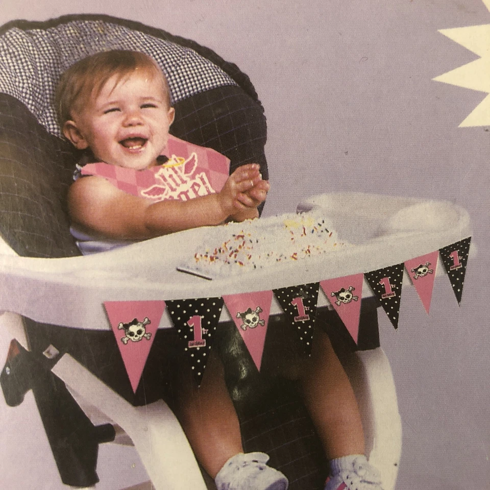 1st Birthday Party High Chair Decorating Kit First Angel Lil Pink Girl Argyle - Image 4 of 4