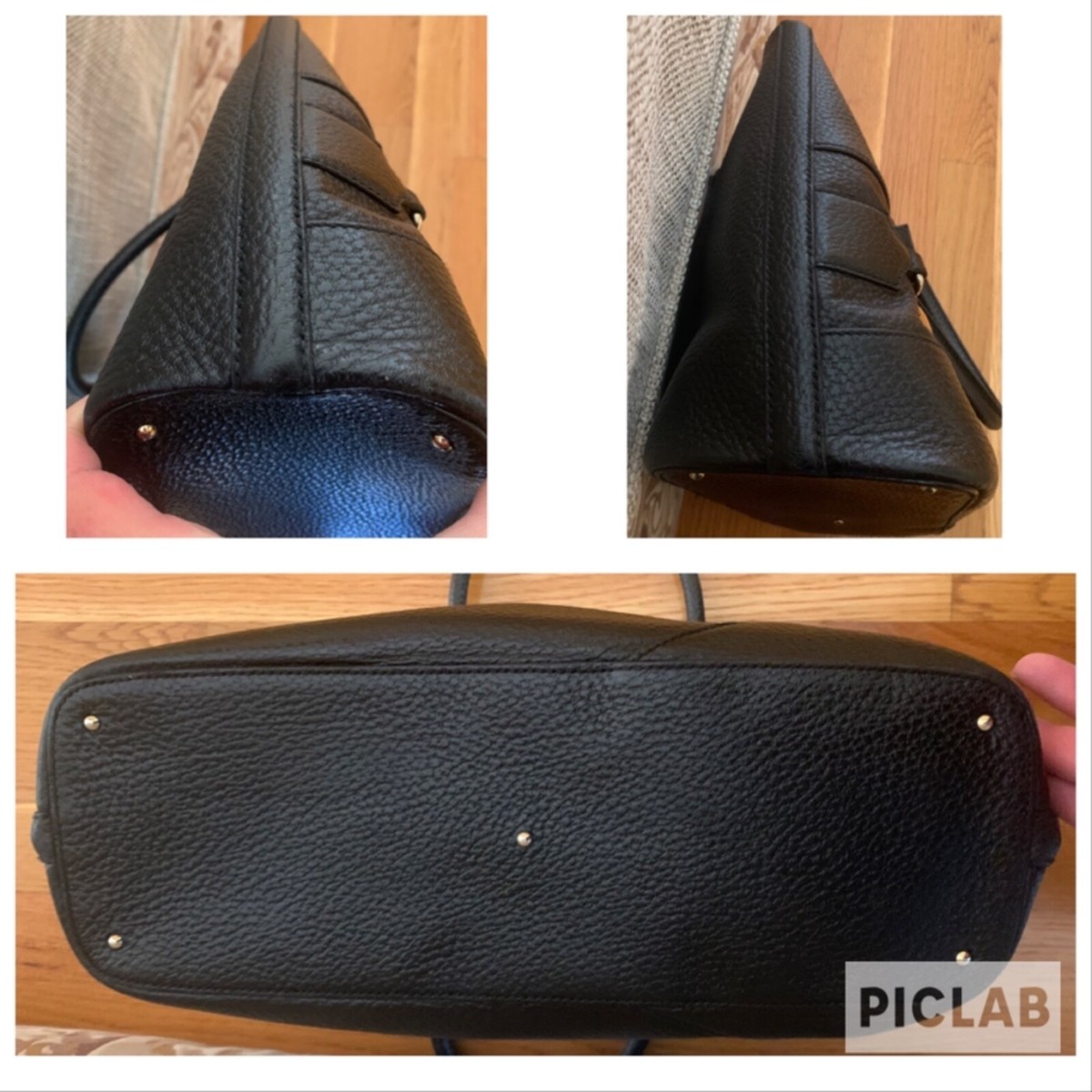 Gucci Black Pebbled Leather Hasler Horsebit Double Handled Boston