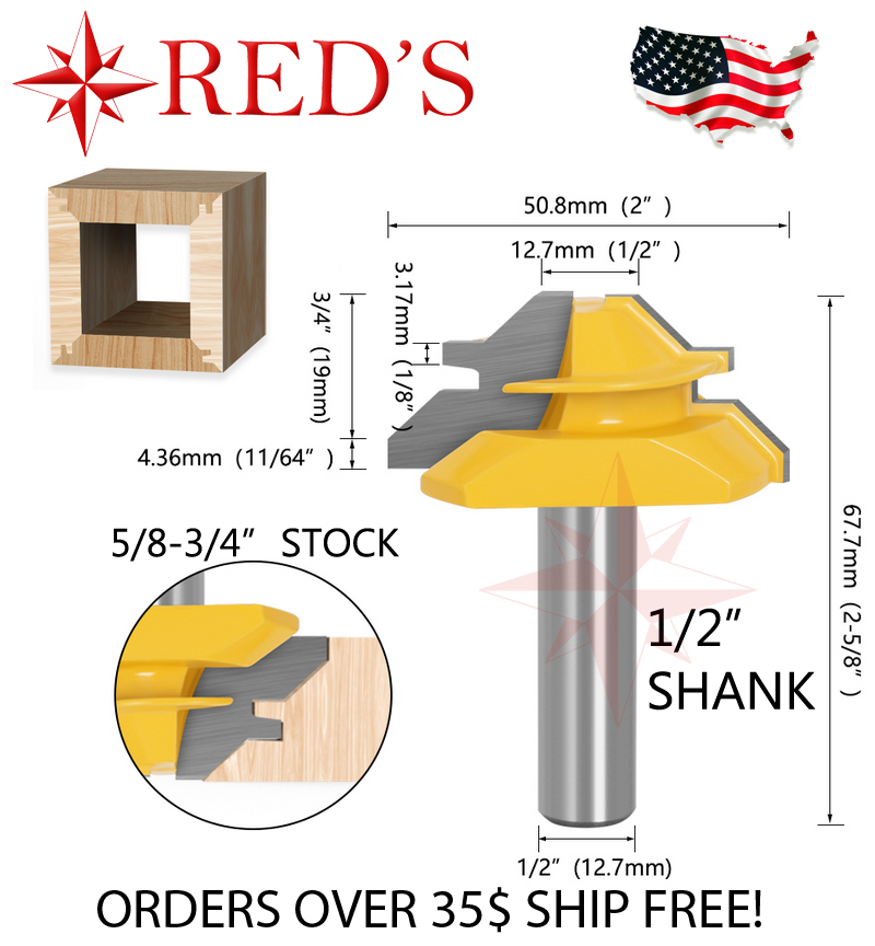 REDS Y758408 45 DegreeUp to 3/4" Stock Lock Miter Joint Router Bit 1/2" Shank eBay