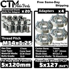 4x 1.25" Thick 5x120 to 5x127 5x5" Wheel Spacer Adapter Bolt Fit BMW Models