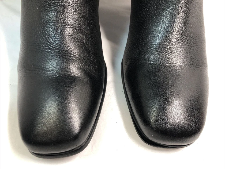 Botas Ros Hommerson para mujer talla 9,5 M de cuero negro hasta la rodilla cremallera tacón bloque #6B Foto 4 de 4