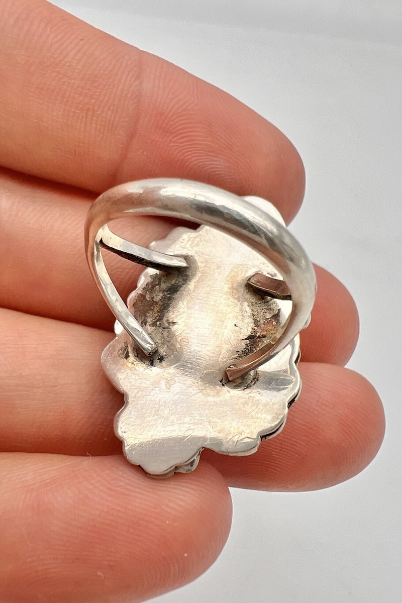 Vtg Navajo Sterling Silver Natural Carico Lake Turquoise