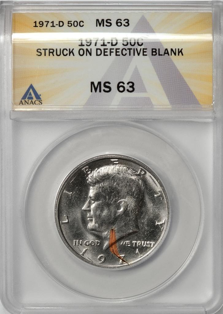ANACS MS63 アメリカ 25セント 1985p ミントエラー Struck Through Debris US Mint Error MS63 Old 1960D Lincoln