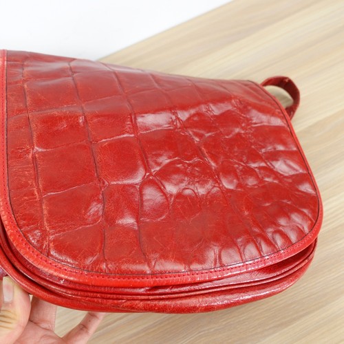 VINTAGE Red Clutch Leather Crossbody Evening Purse Sling SAKS FIFTH AVENUE ITALY - Picture 19 of 20